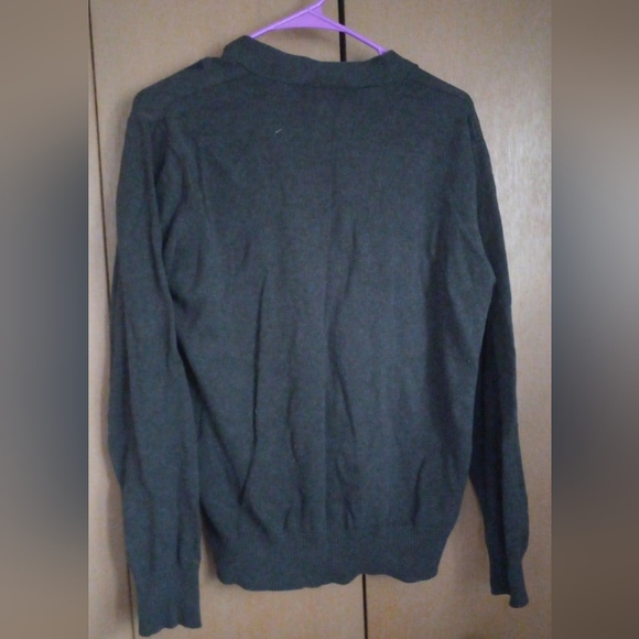 DOCKERS MENS BUTTON UP CARDIGAN. DARK GRAY AND BLUE. MENS SIZE MEDIUM. - Picture 7 of 7